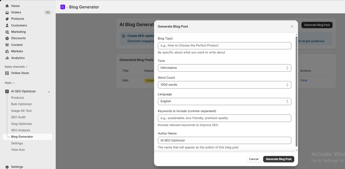 AI blog generator