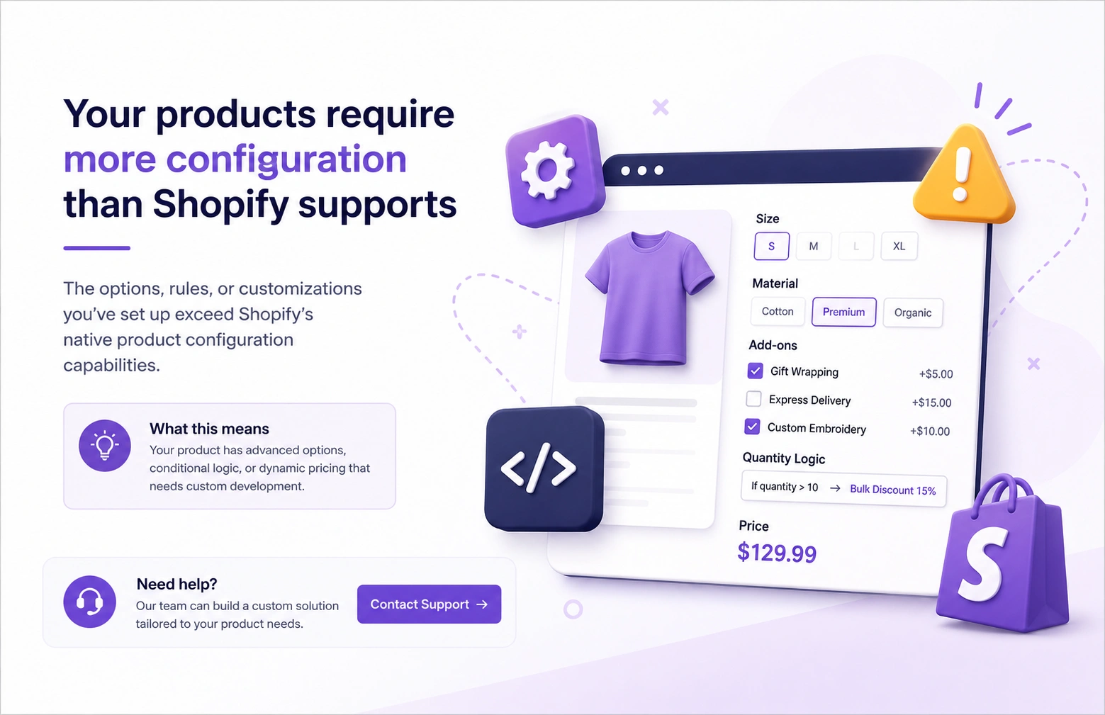 more configuration required than shopify provides