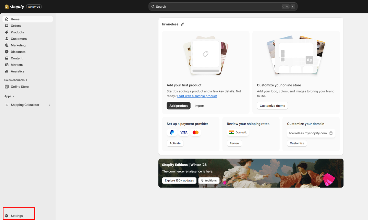shopify home